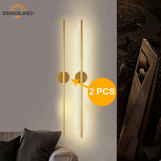 One pair LED Wall Lamp Modern Gold LED Wall Sconce living room home decor wall light for Stairway corridor 60/100cm 2pcs