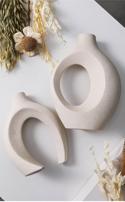 Ceramic Interlocking Vase Set of Two