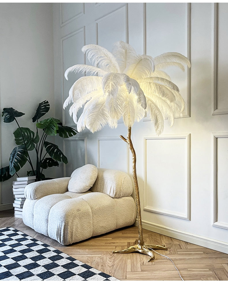 Le Palmier -  Ostrich Feather Floor Lamp